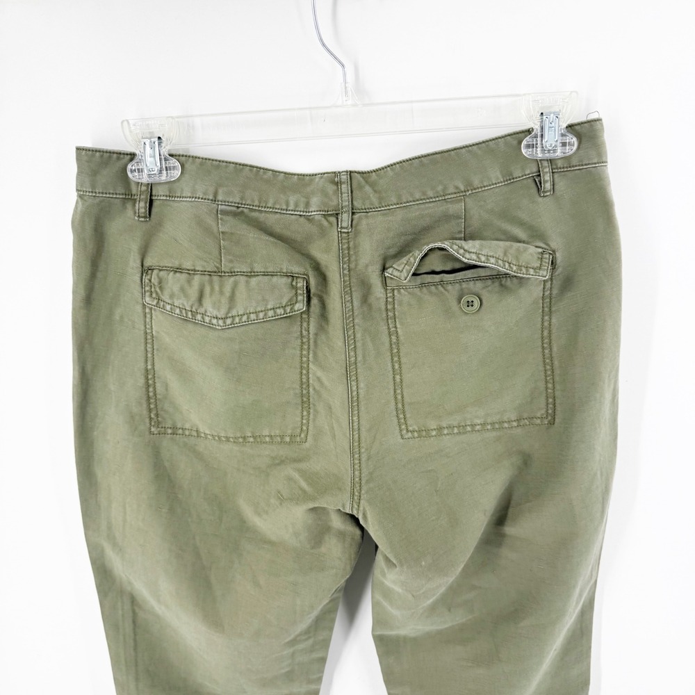 Loft Olive Green Linen Cotton Blend Utility Cargo Pants Size 6 158-400630‎ - Picture 6 of 8